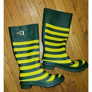 Lillybee U Rainboots Green & Yellow Size 7 Striped